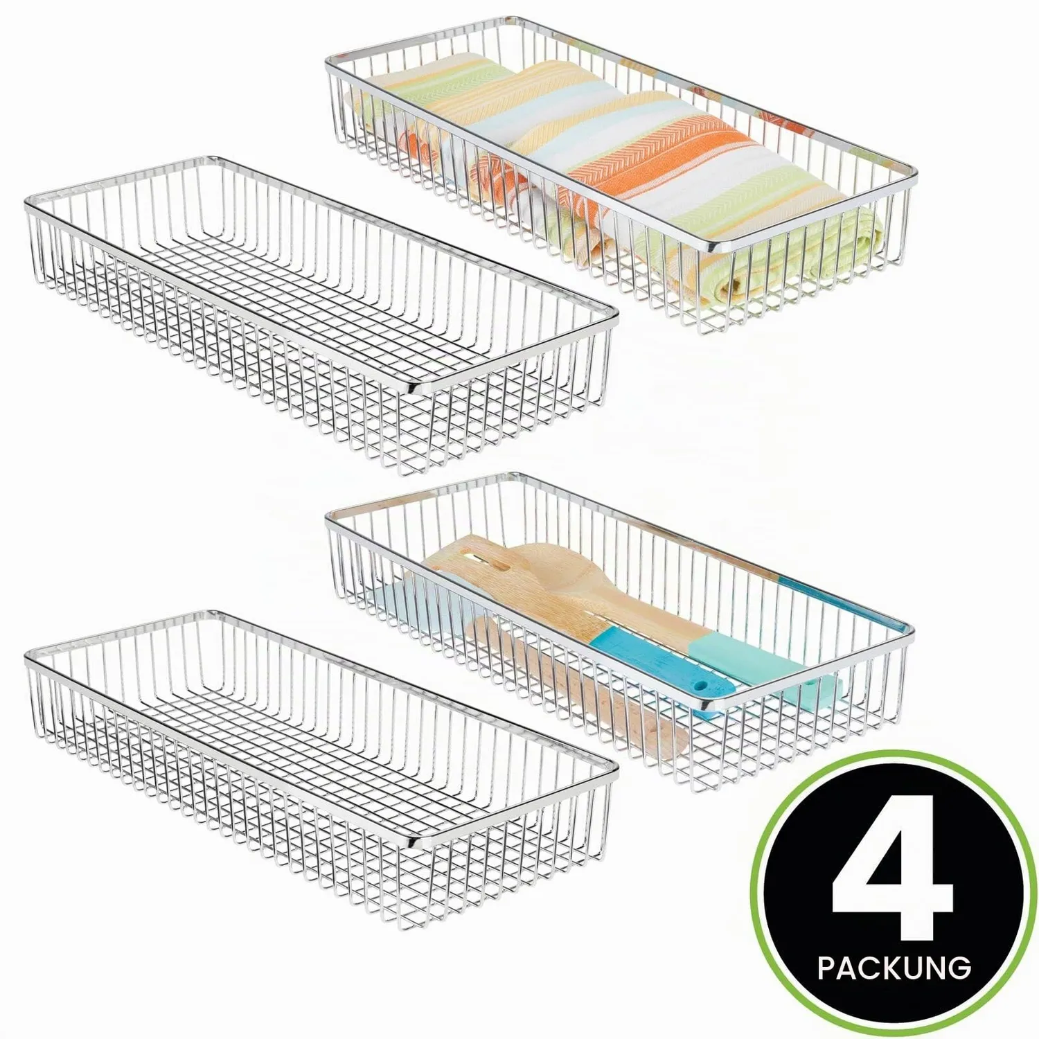 mDesign 09745MDKEU Schubladenkasten Metall 4er silber