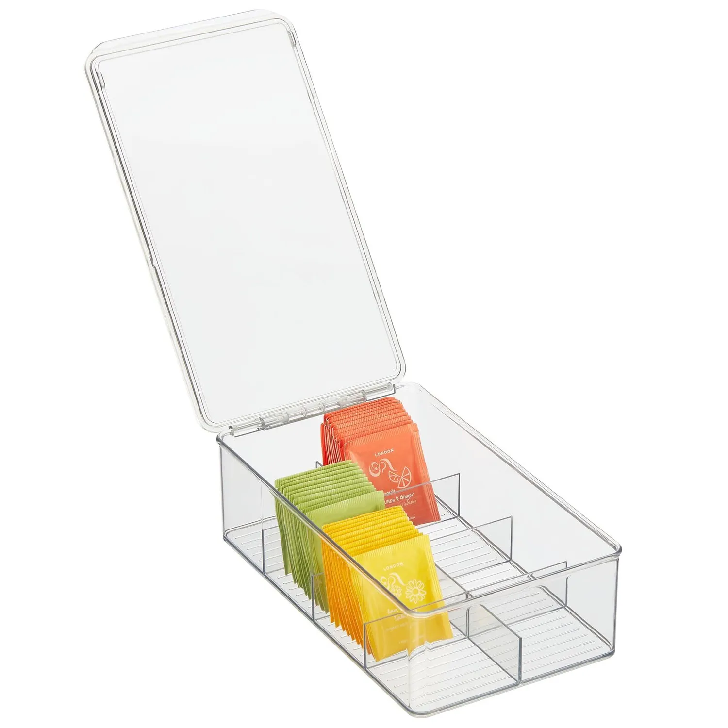 mDesign Küchen Organizer Teebox 8 Fächer transparent