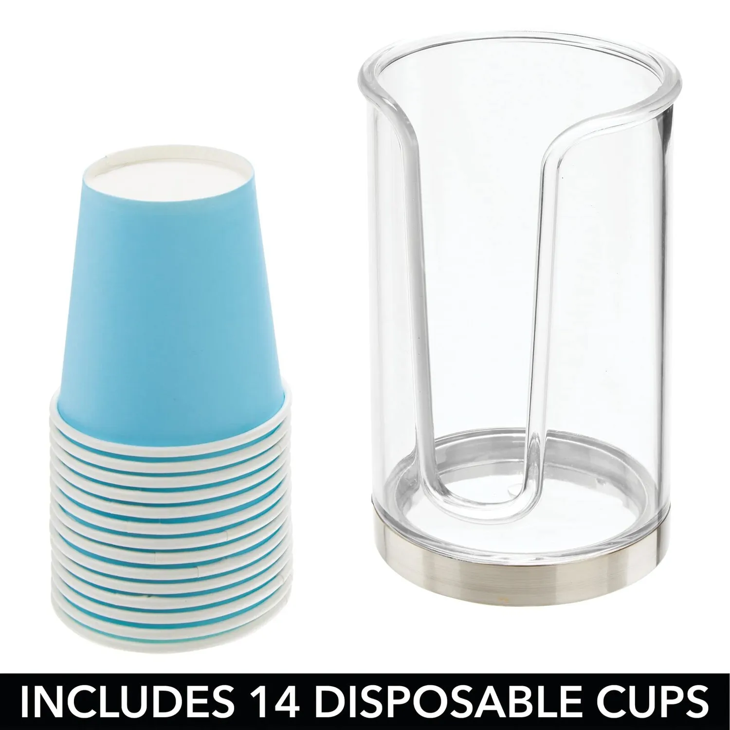 mDesign Becherspender Pappbecher transparent-silber 14 Becher