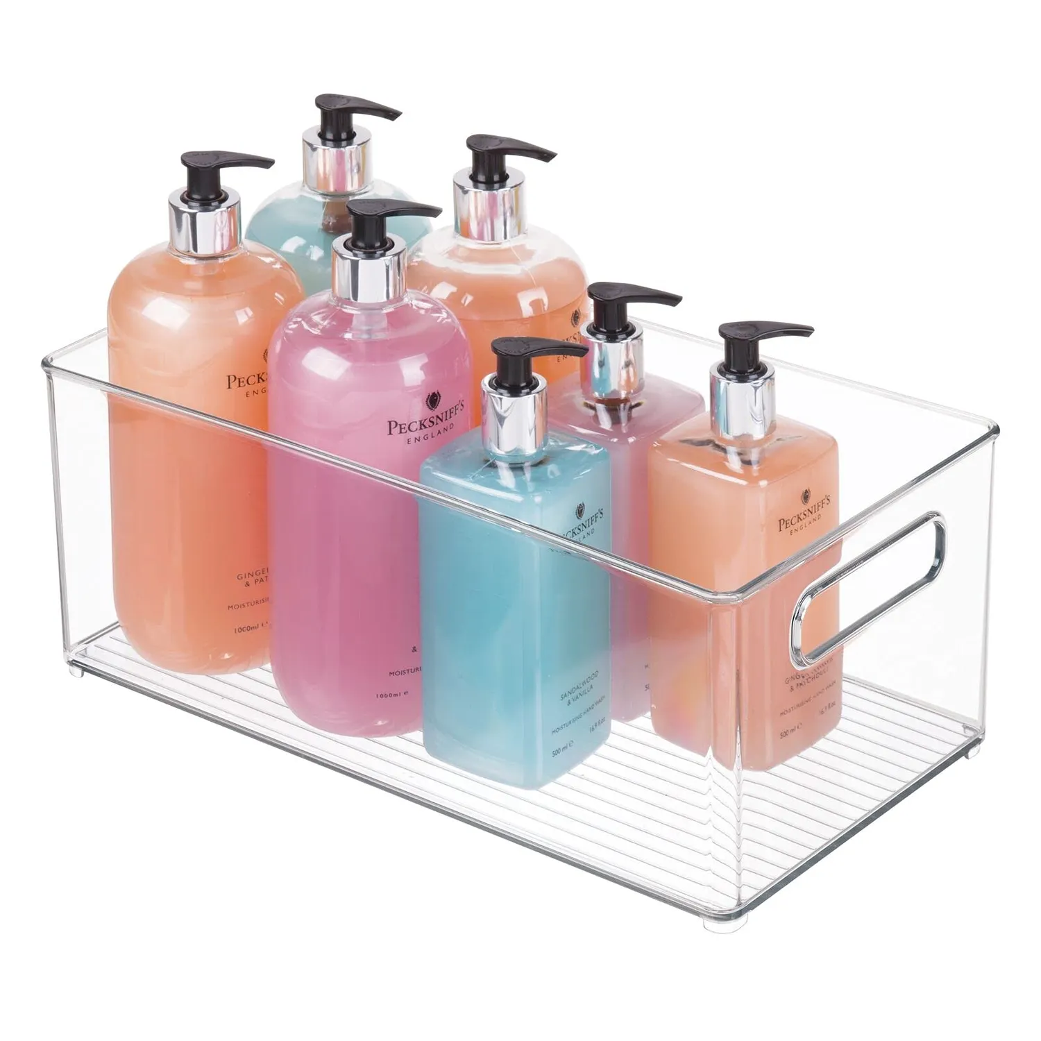 mDesign Ablagebox mit Griffen Aufbewahrungsbox 2er-Set transparent
