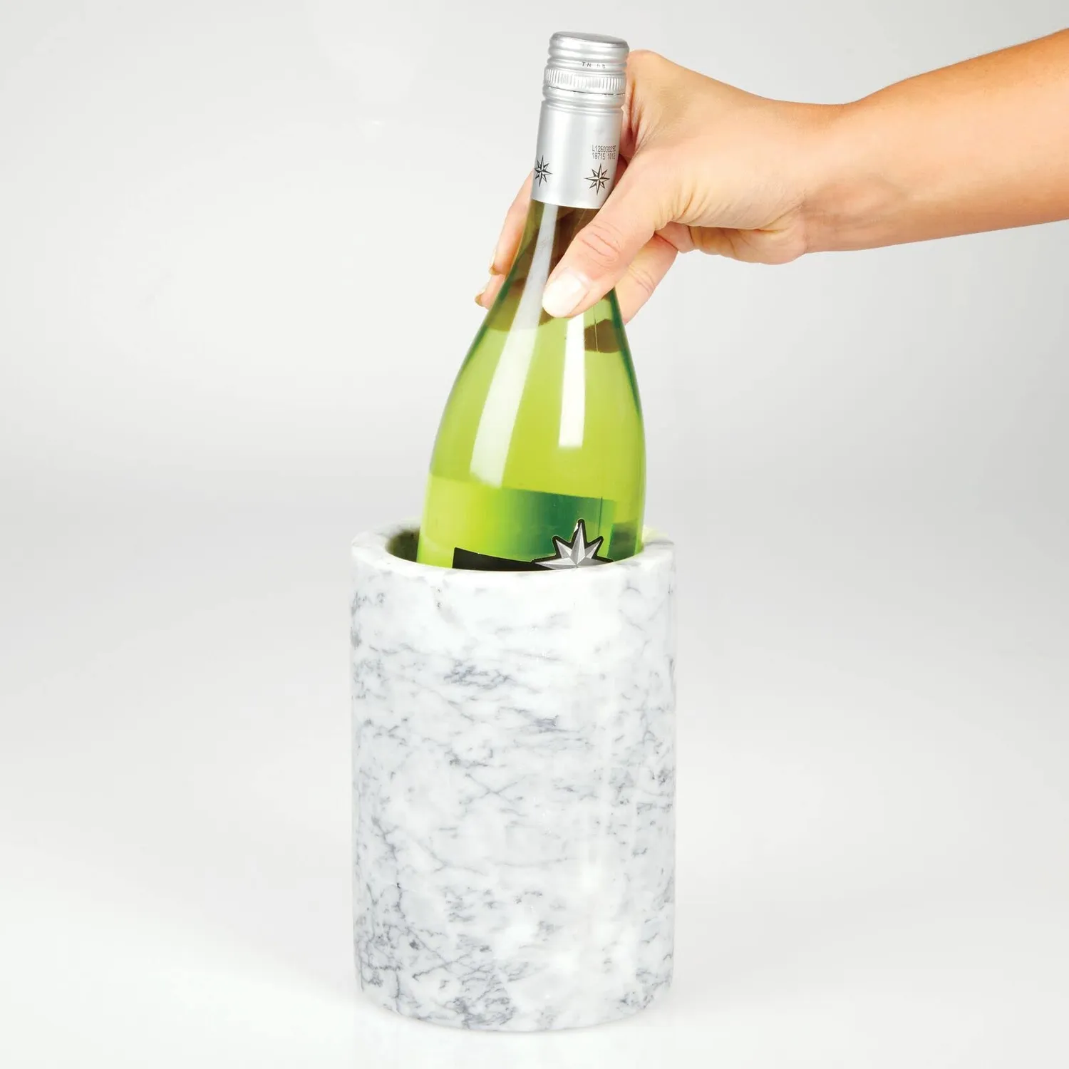 mDesign Weinkühler Flaschenkühler weißer Marmor 1 Flasche