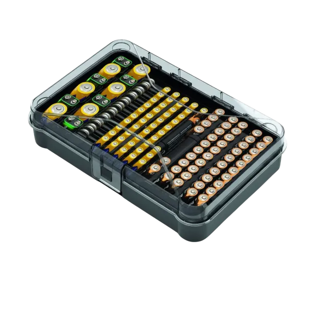 Kreher Batteriebox XL Schwarz-Transparent für 115 Stück