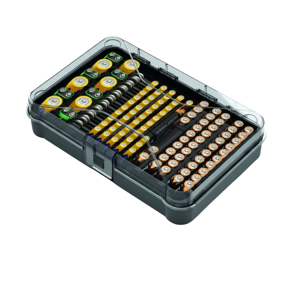 Kreher Batteriebox XL Schwarz-Transparent für 115 Stück