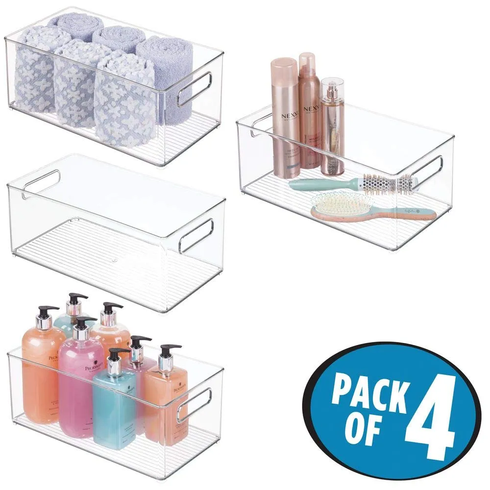 mDesign Ablagebox mit Griffen transparent 4er-Set Bad