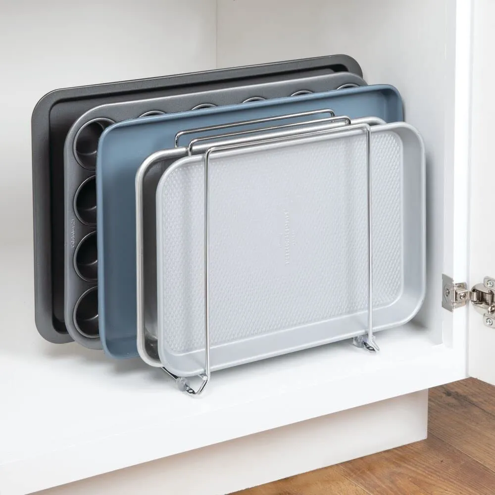 mDesign Deckelhalter Metall 2er-Set silberfarben fünffach