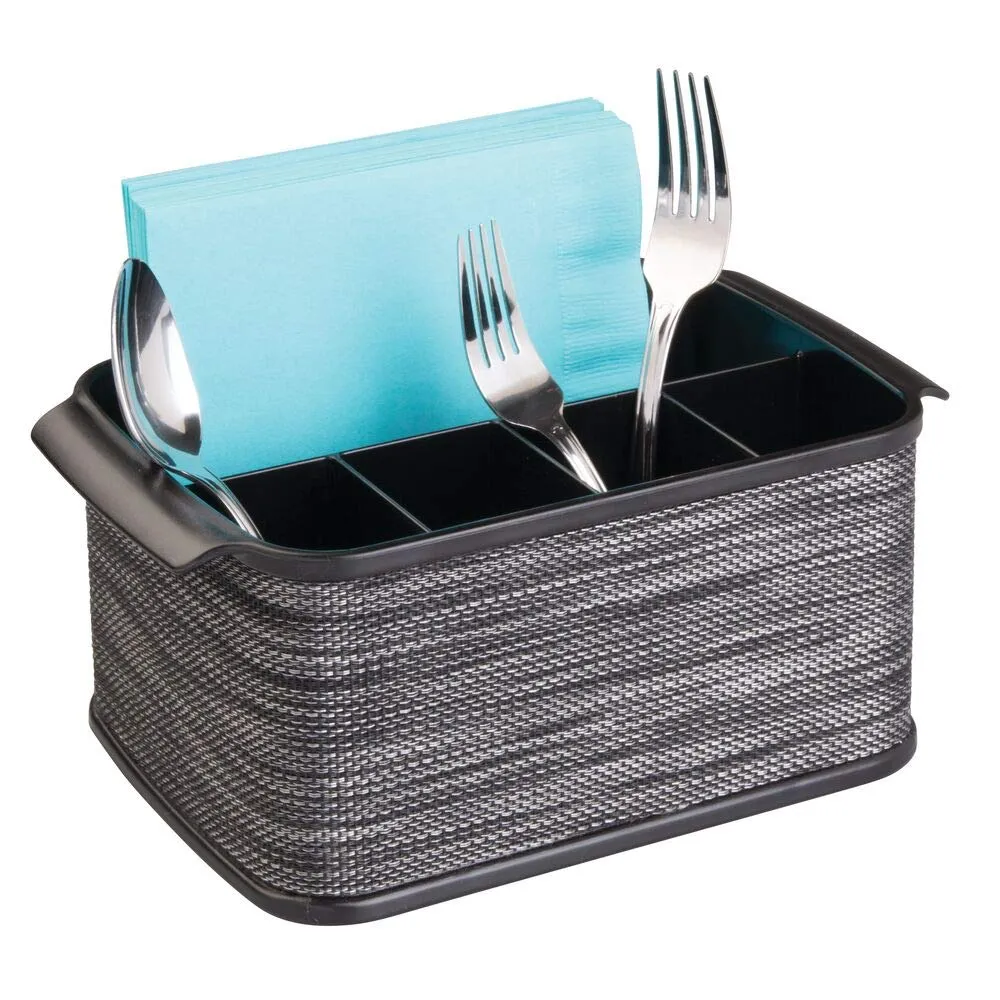 mDesign Besteckhalter 2er-Set Schwarz Besteckkorb mit Griff