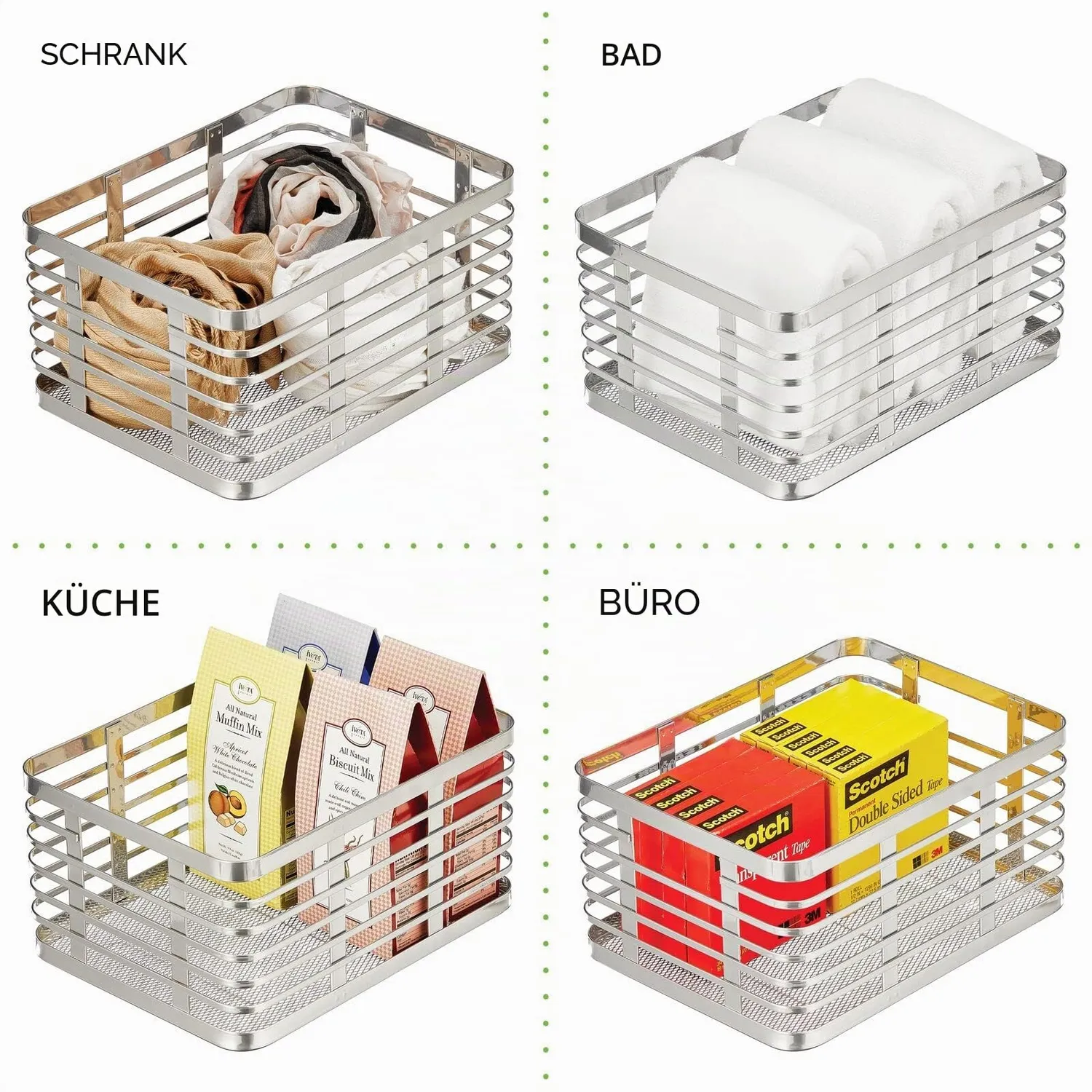 M Design Allzweckkorb Drahtkorb 6er-Set silberfarben