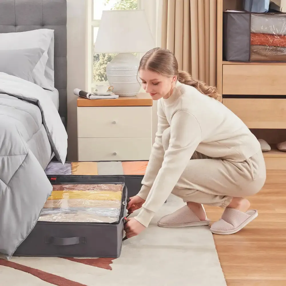 Lifewit Unterbett Aufbewahrungstasche 2er grau 65L mit Sichtfenster