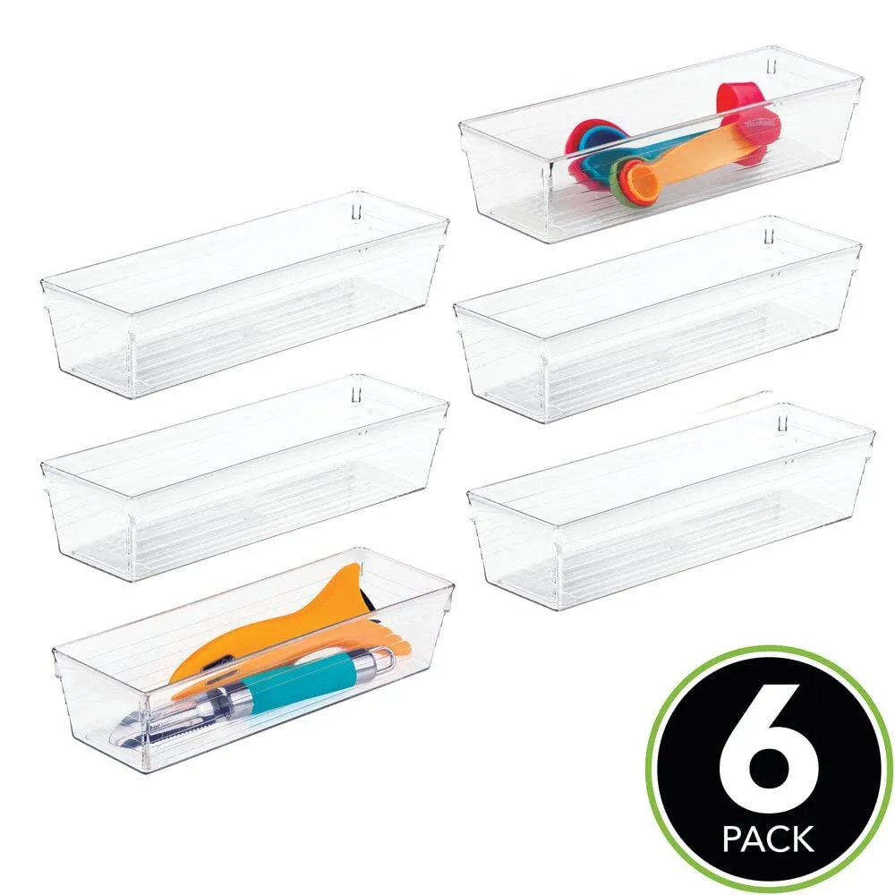 mDesign Besteckkasten Transparent Schubladenbox Kunststoff 6 Stück Box
