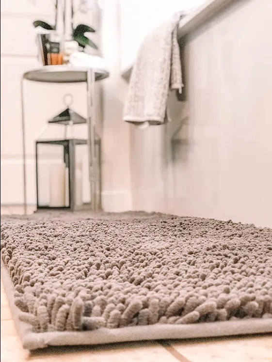 Lifewit Badematte Chenille grau 43x61 cm rutschfest