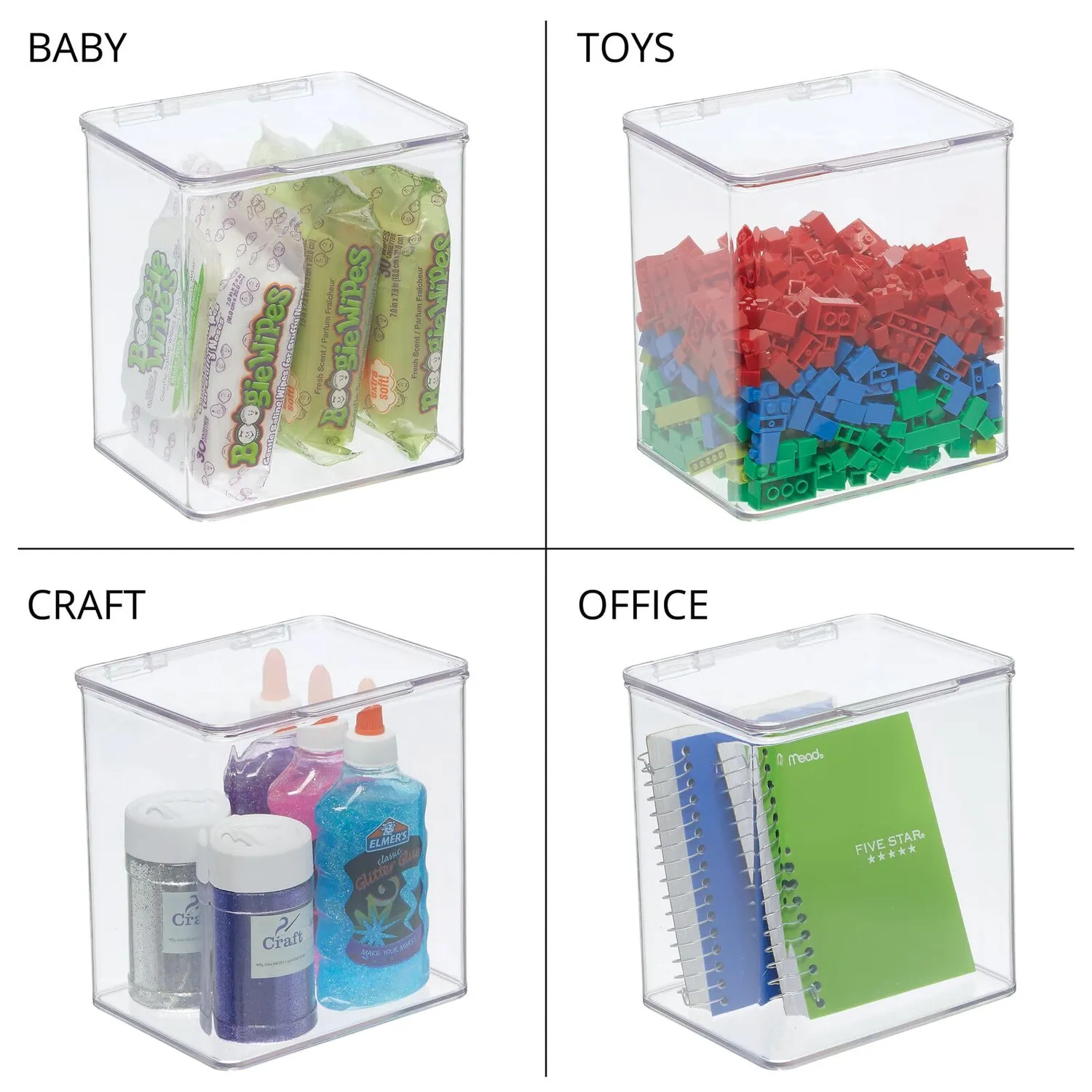mDesign Vorratsbox 2er-Set transparent mit Deckel stapelbar
