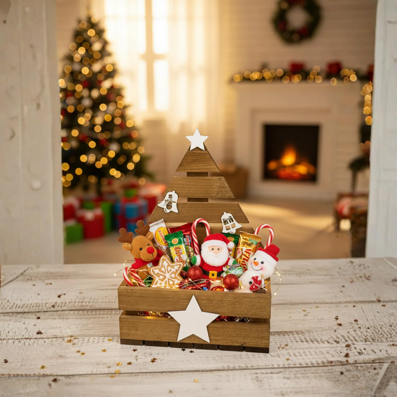 GoodFreshDecor Weihnachtsbaum Holzkiste 30x20x40 cm Braun
