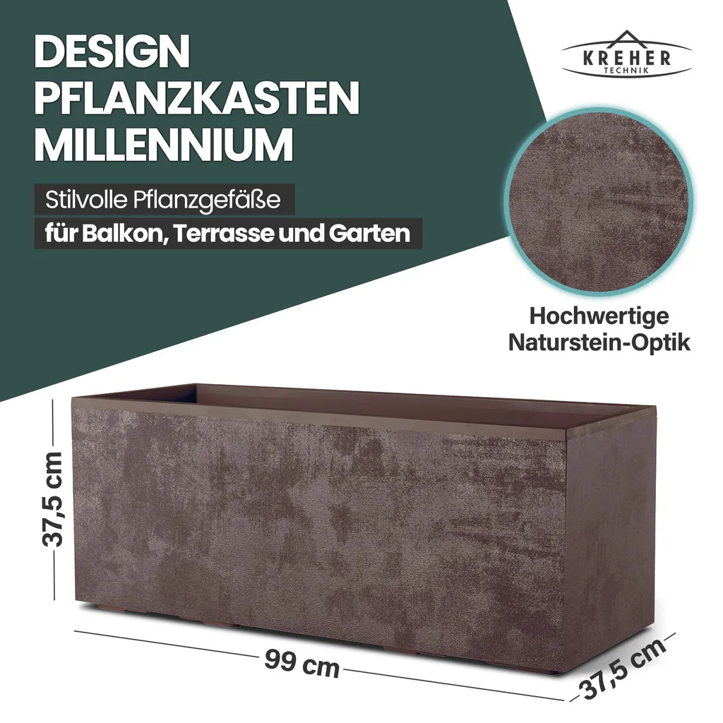 Kreher Millennium XL Pflanzkübel 100 L Braun rechteckig