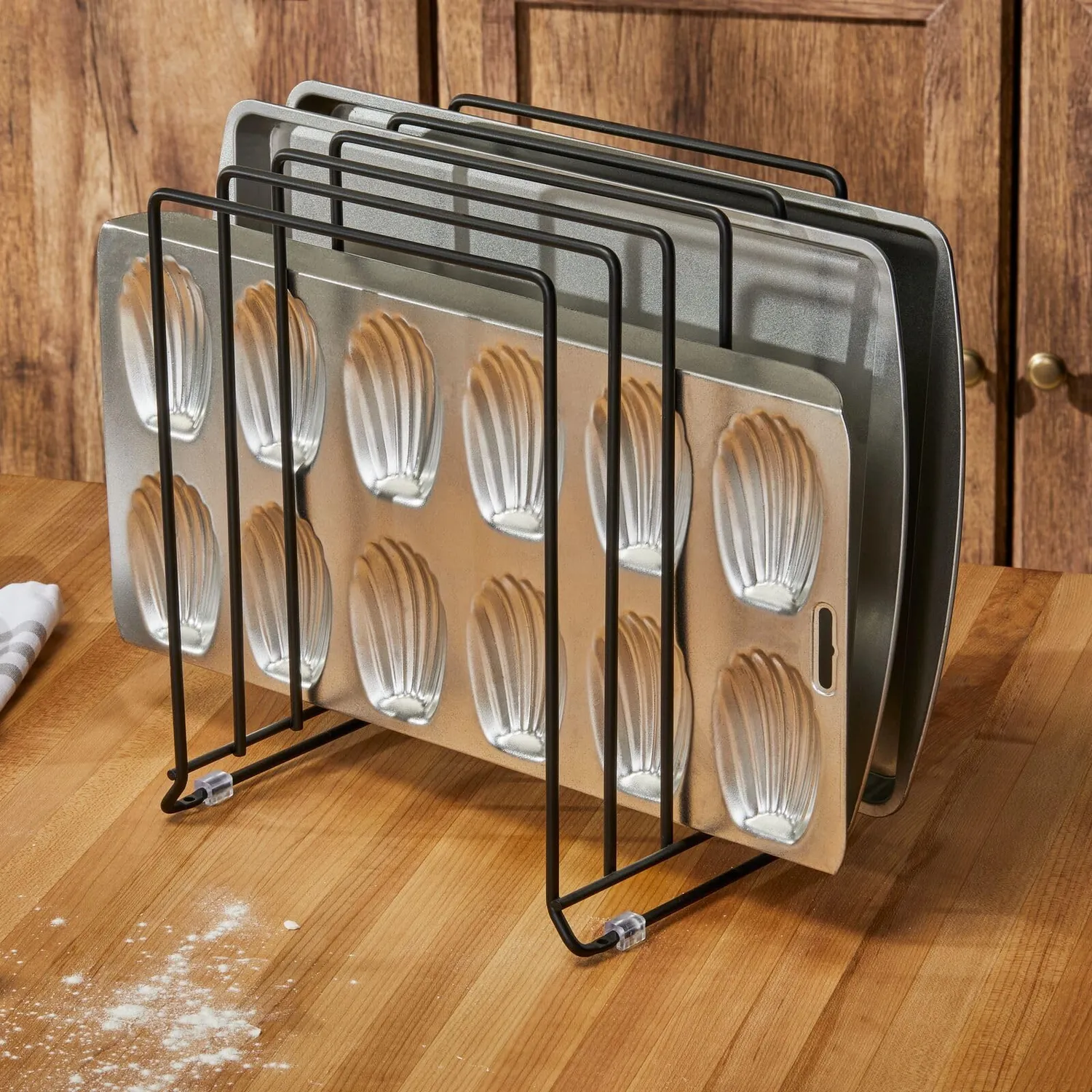 mDesign Küchen Organizer Metall Pfannenhalter 8 Fächer schwarz