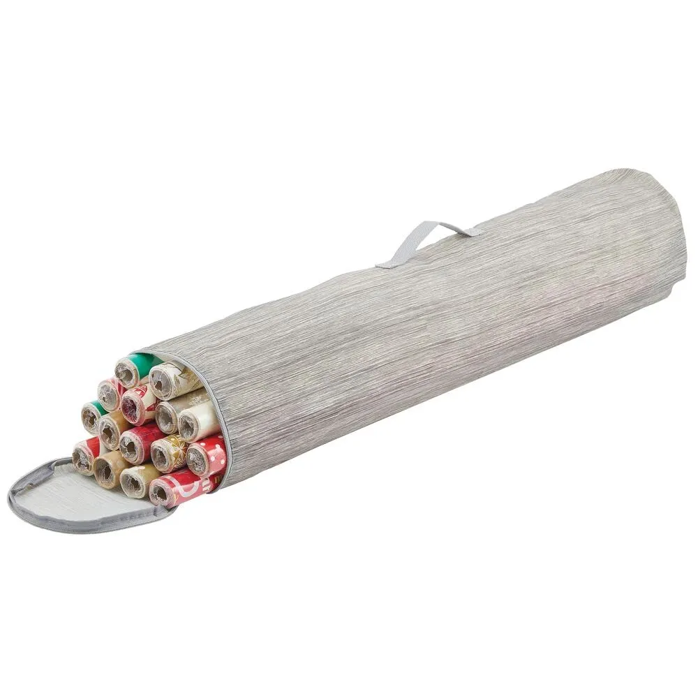 mDesign Geschenkpapier Organizer grau beige mit Griff