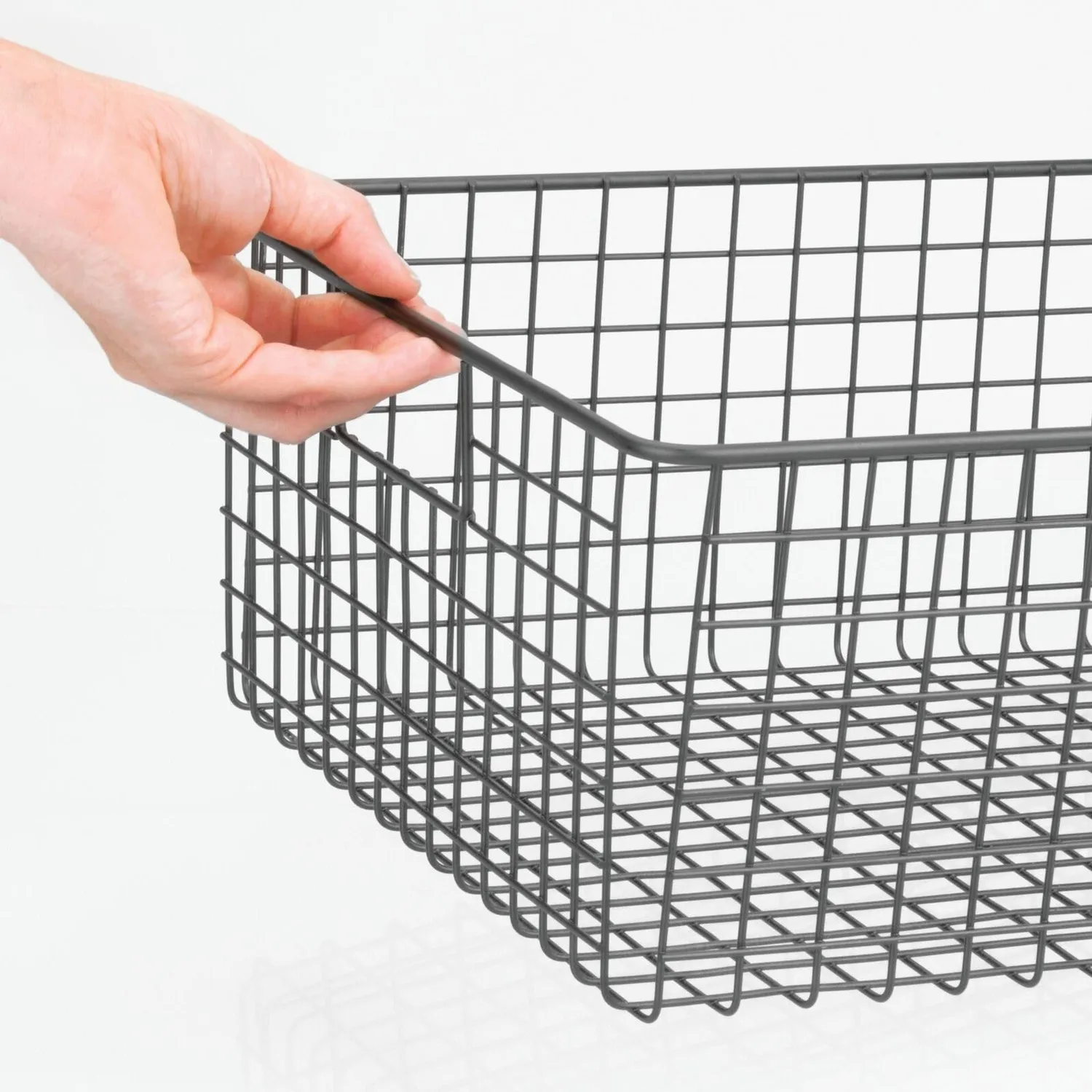 mDesign Drahtkorb Aufbewahrungskorb graphitgrau 2er-Set