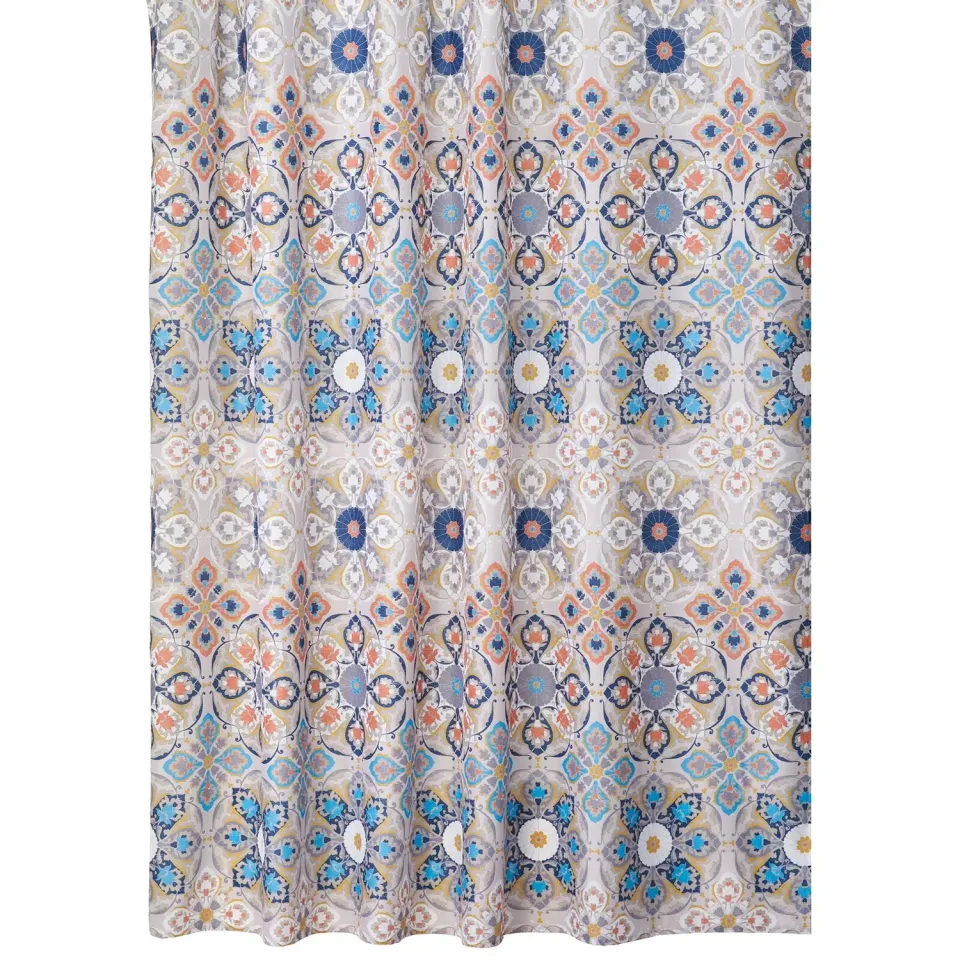 mDesign Duschvorhang Medaillon 183x183 cm braun
