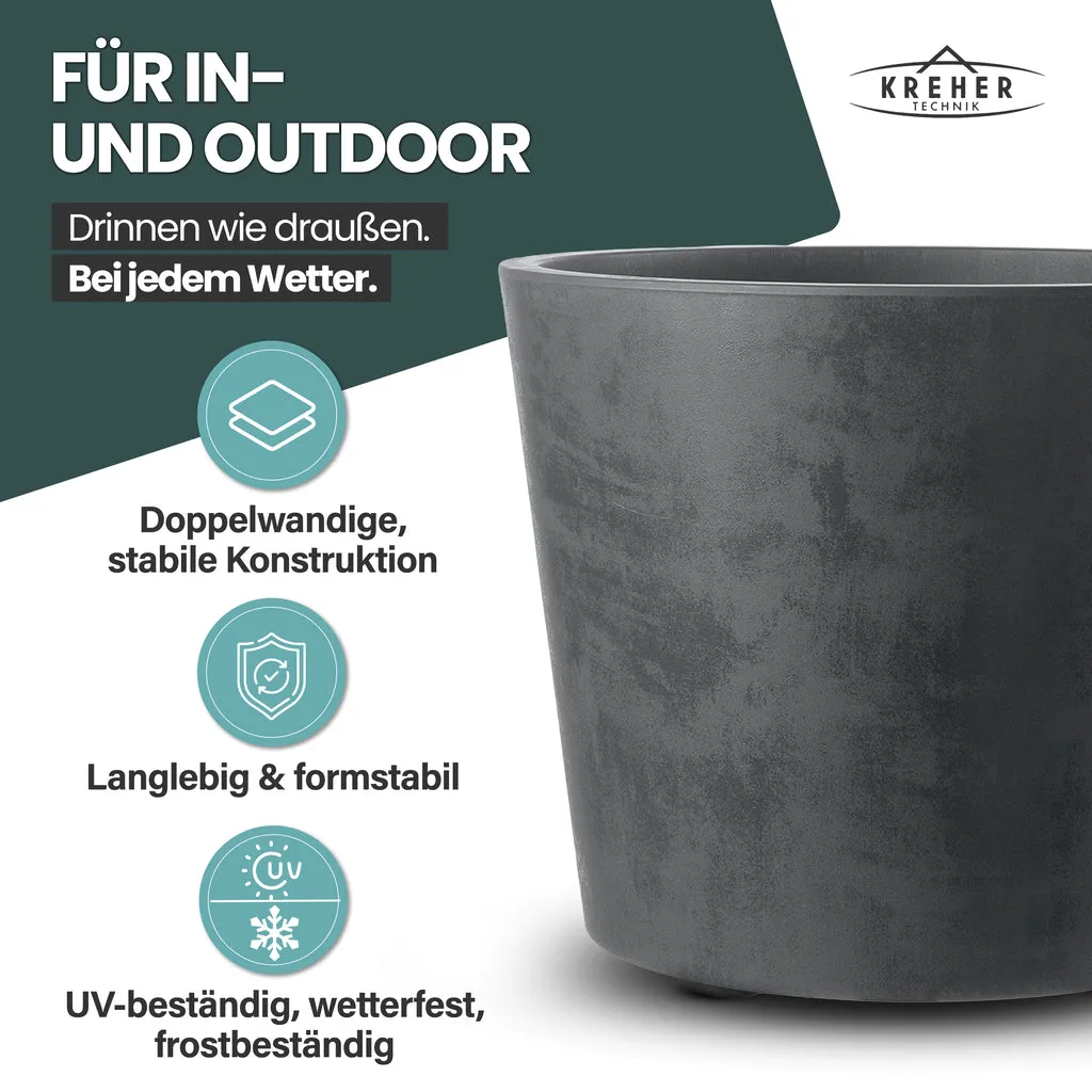 Kreher Millennium Pflanzkübel Anthrazit 80 L rund 2er Set