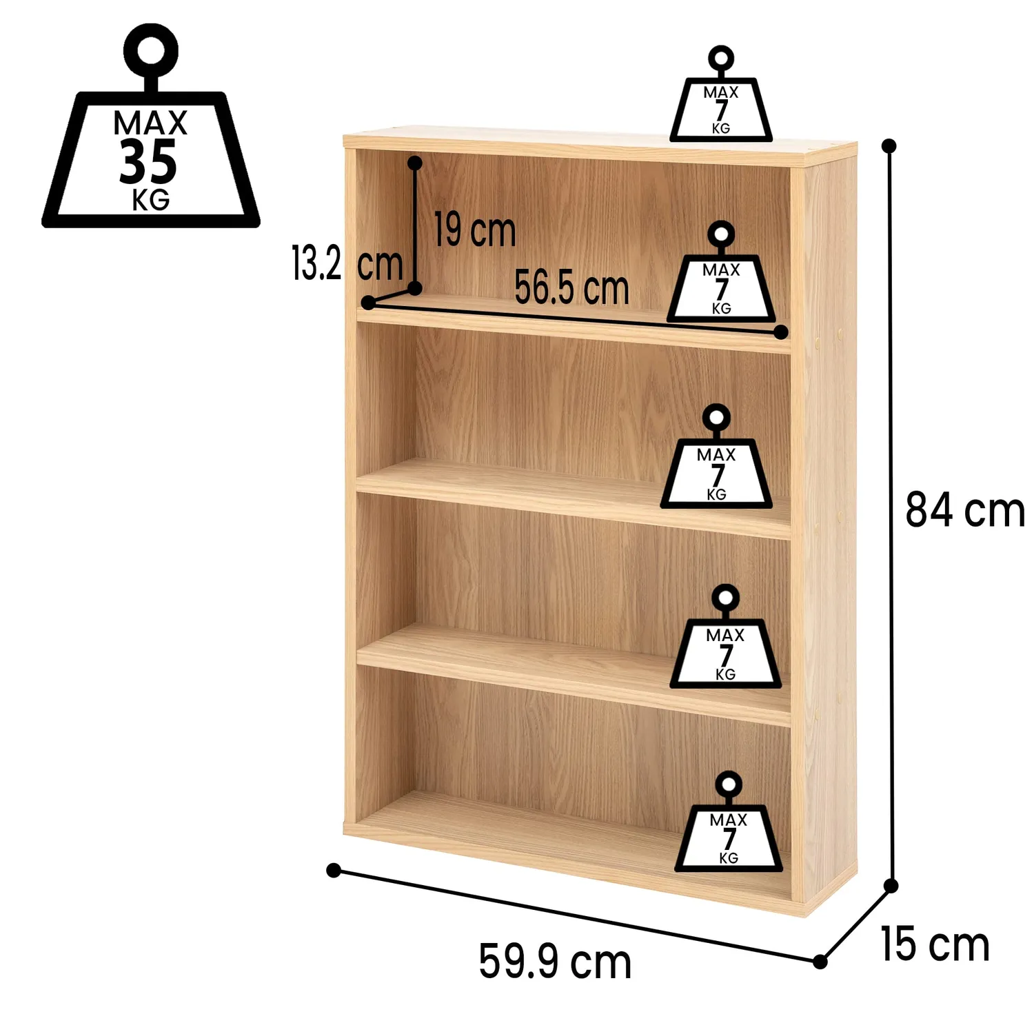 Iris Ohyama CORK-8460 Bücherregal Hellbraun 4 Fächer