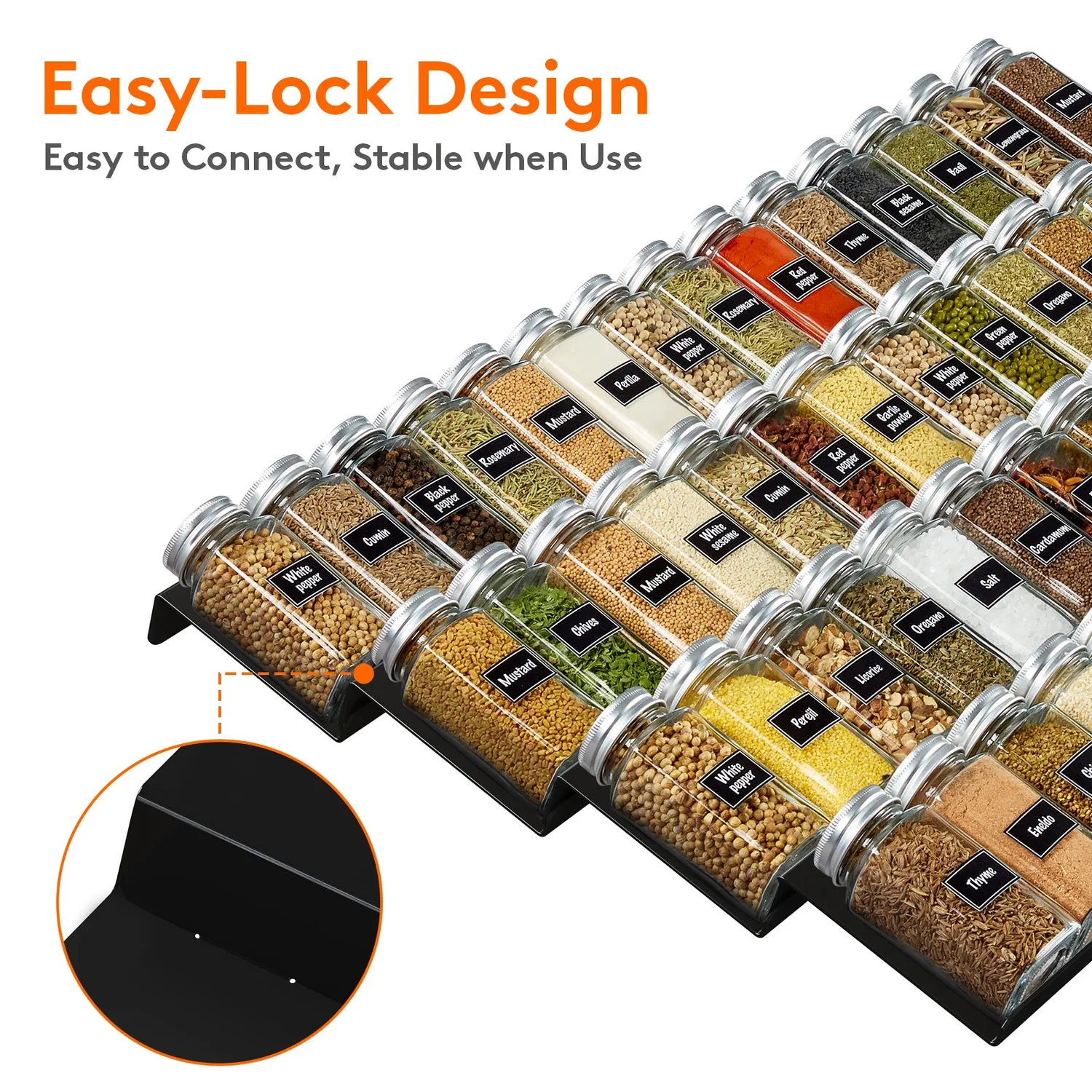 Lifewit Spice Rack Gewürzregal Schublade 4 Ebenen verstellbar