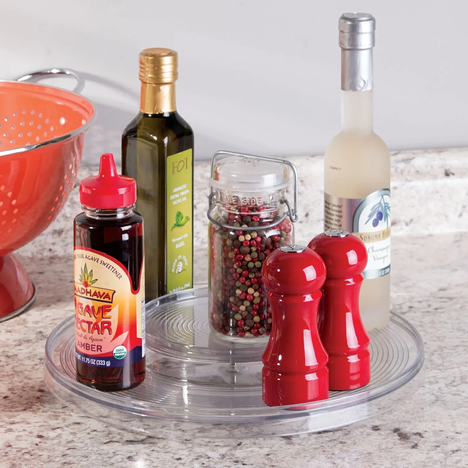 mDesign Lazy Susan Drehteller Organizer 2 Ebenen klar