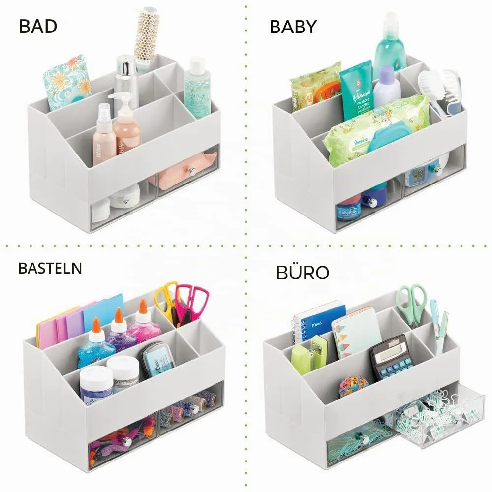 M Design Kosmetik Organizer 07798MDCEU Make-up Box hellgrau 5 Fächer