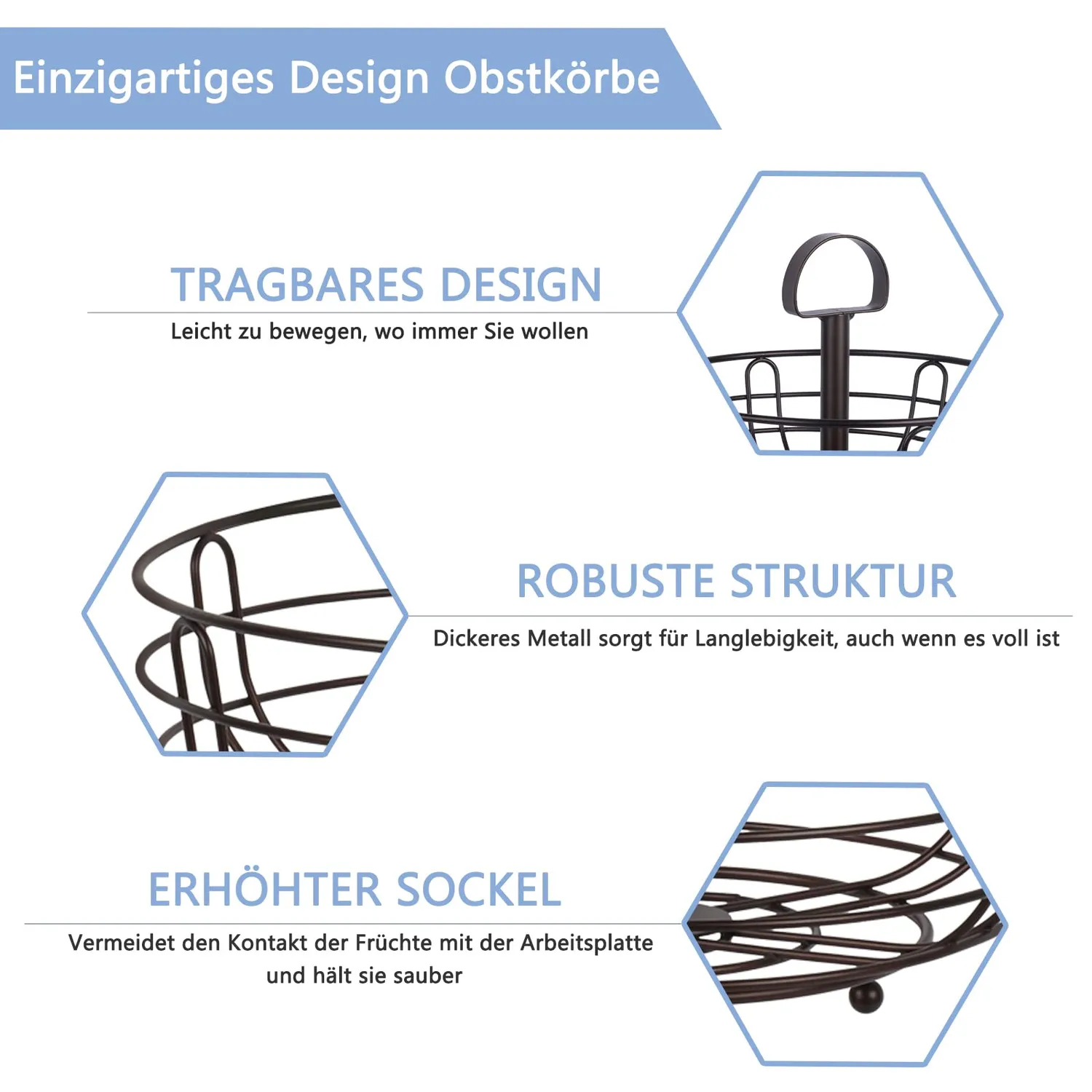 BOMCLAP Obstkorb Etagere 3-stöckig Metall bronze