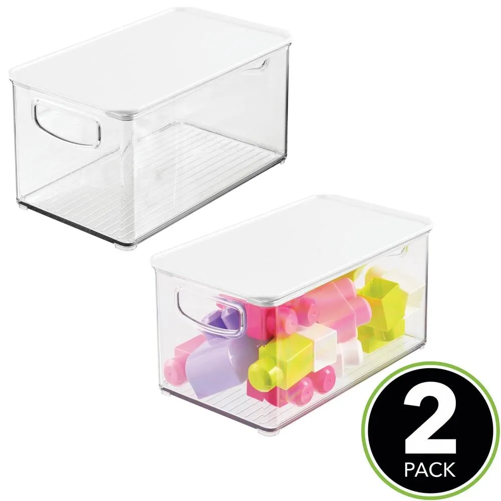 mDesign Aufbewahrungsbox 2er-Set transparent weiß mit Deckel