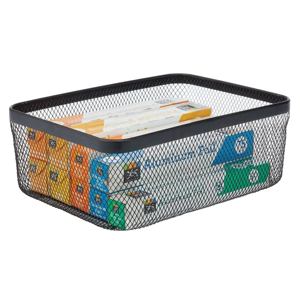 mDesign Drahtkorb 4er-Set Schwarz Metall 40,6 cm Aufbewahrung
