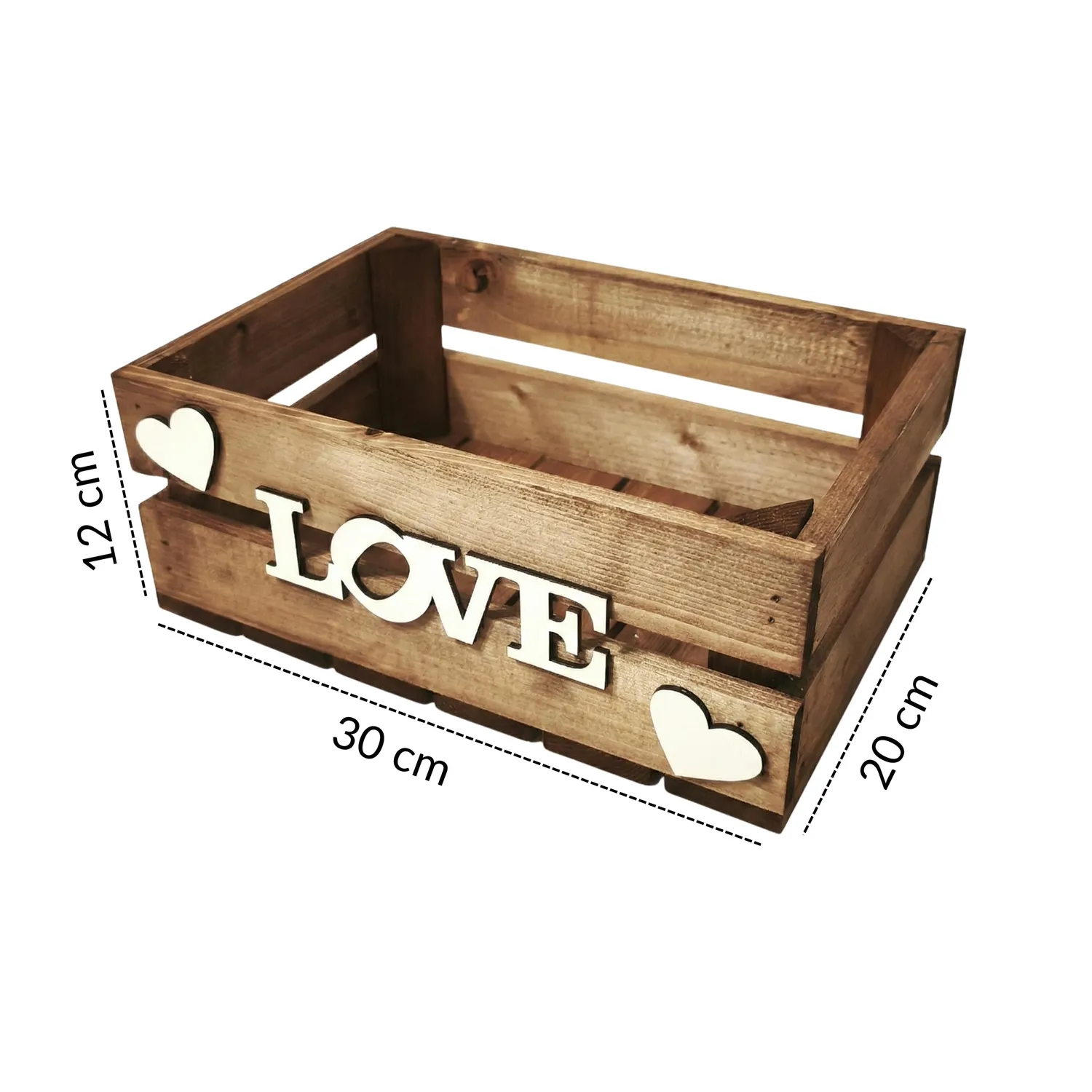 GoodFreshDecor Love Holzkiste 30x20x12 cm Braun Geschenkbox