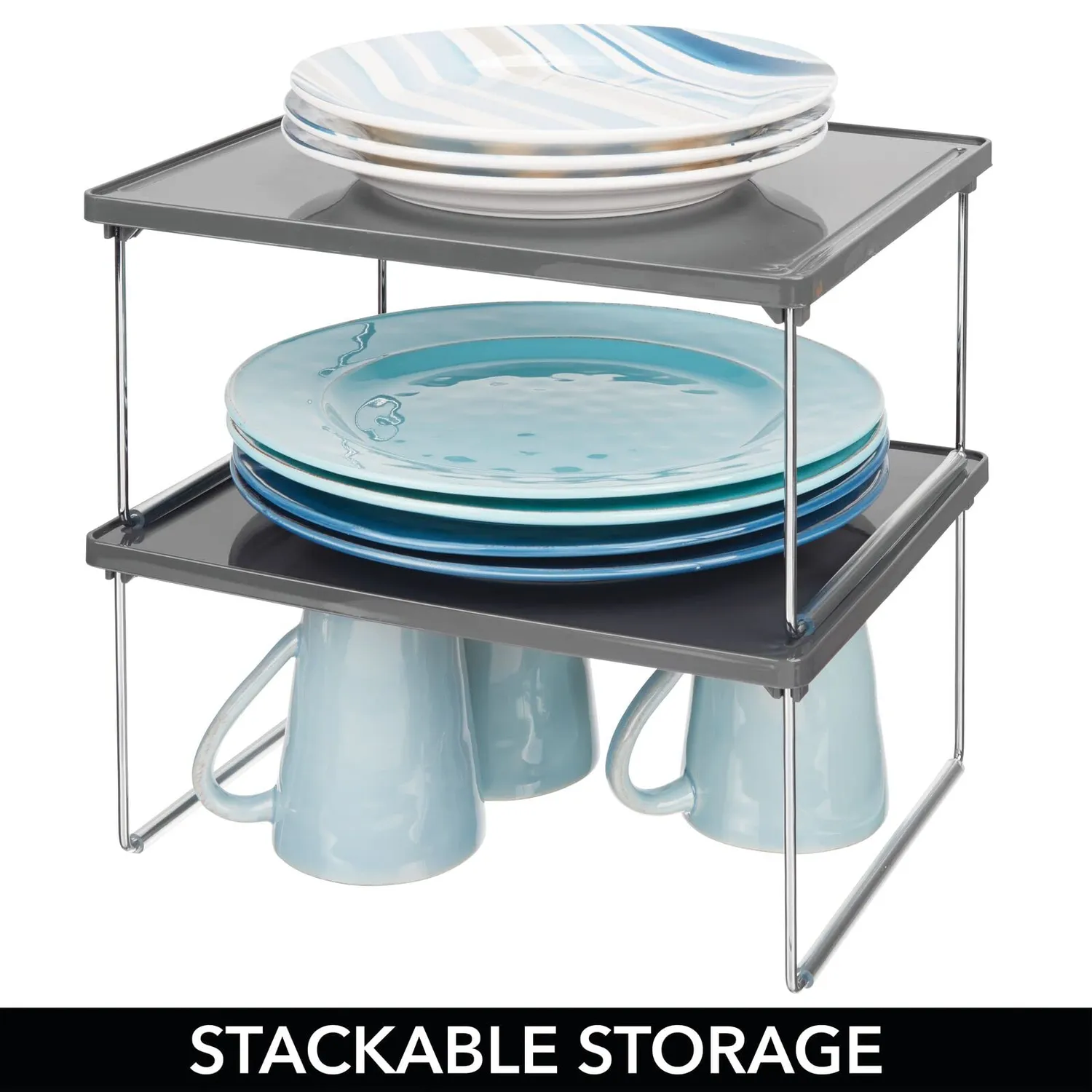 mDesign 02513MDKEU Tellerregal stapelbar dunkelgrau 1 Stück