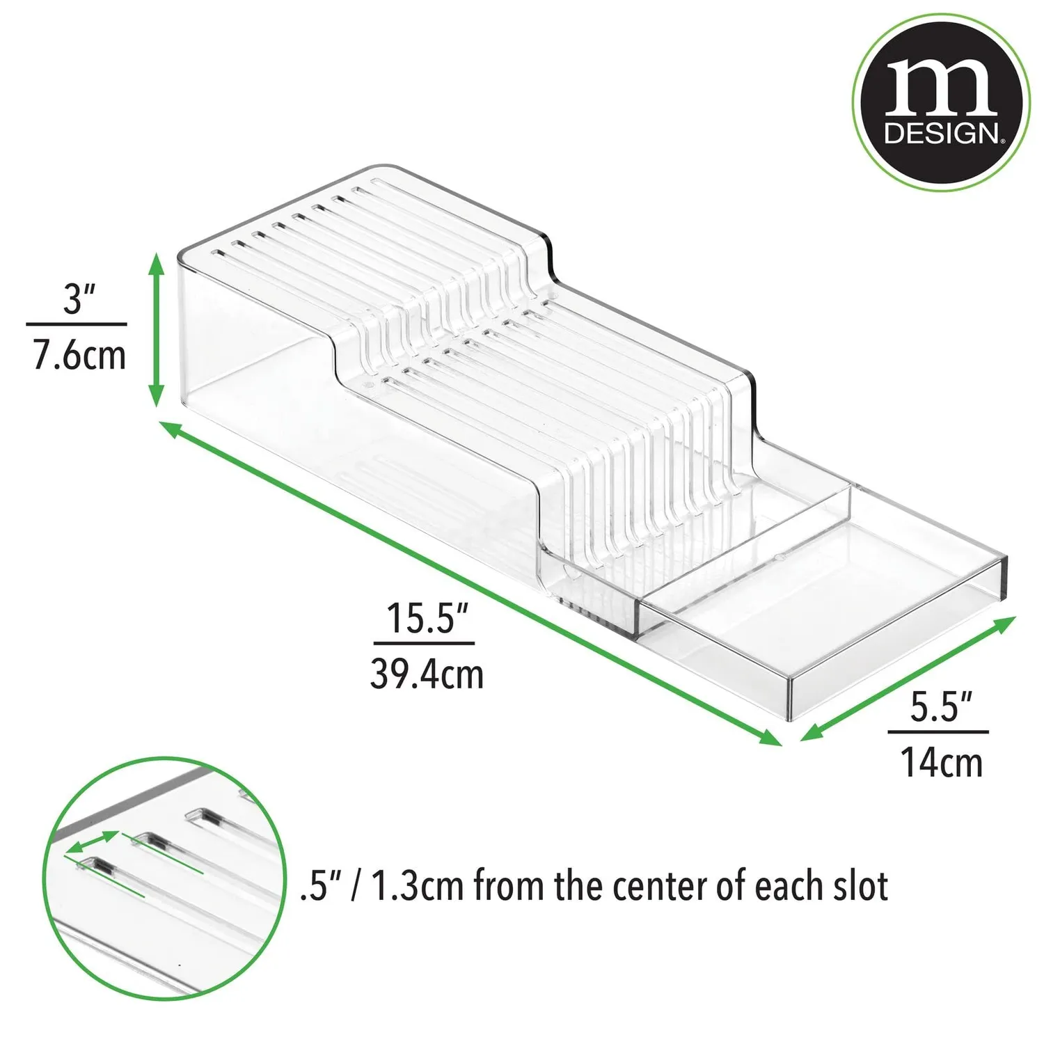 mDesign Messerblock 2-stöckig Transparent für Schublade 18
