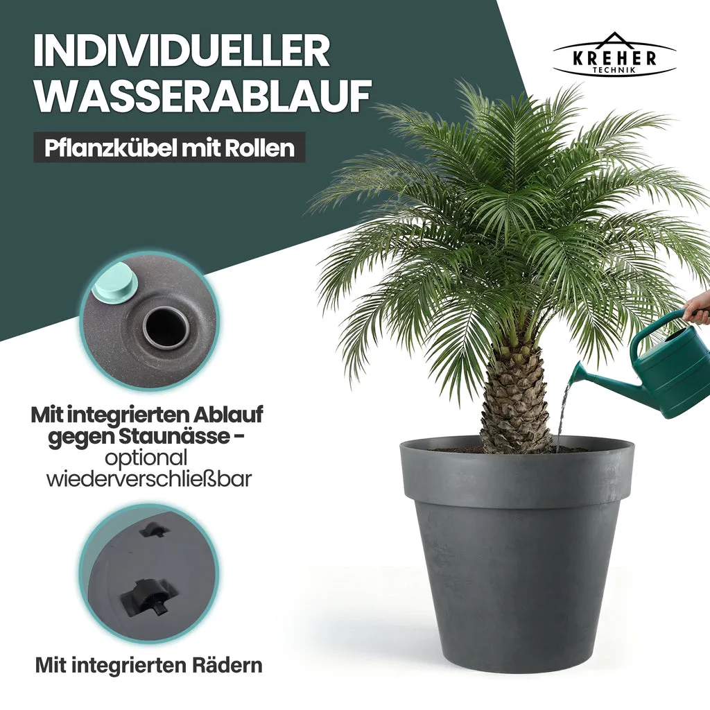 Kreher Like Pflanzkübel Ø79x69 cm anthrazit rollbar