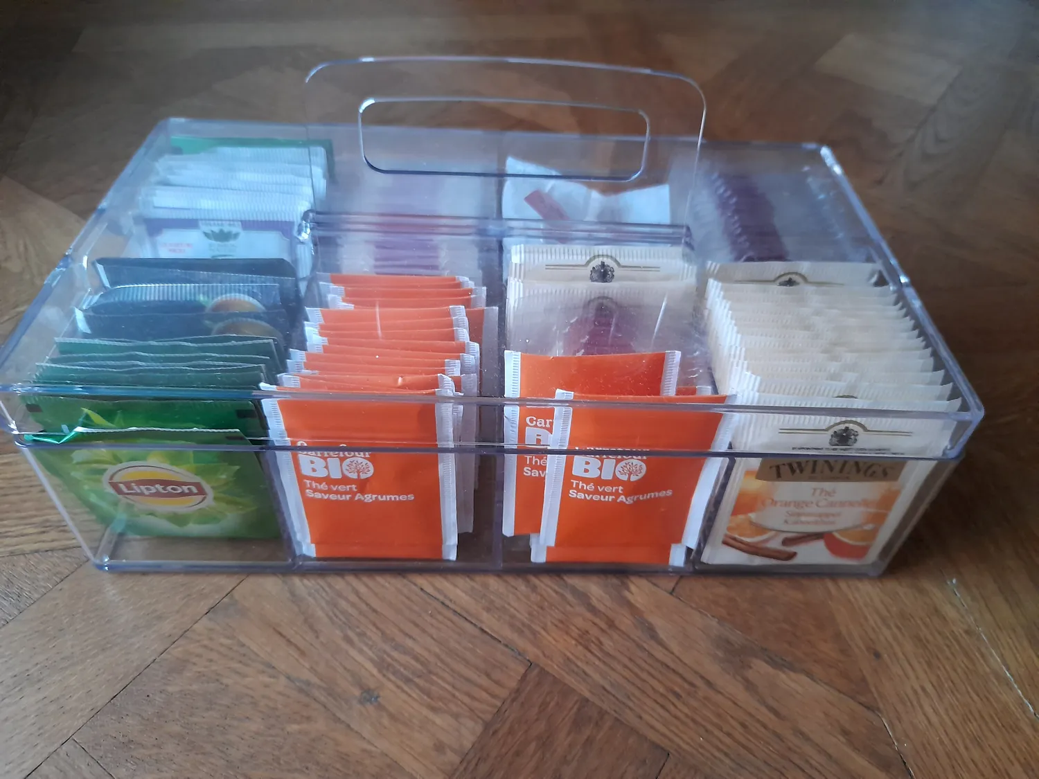 mDesign Küchen Organizer 8 Fächer transparent mit Griff