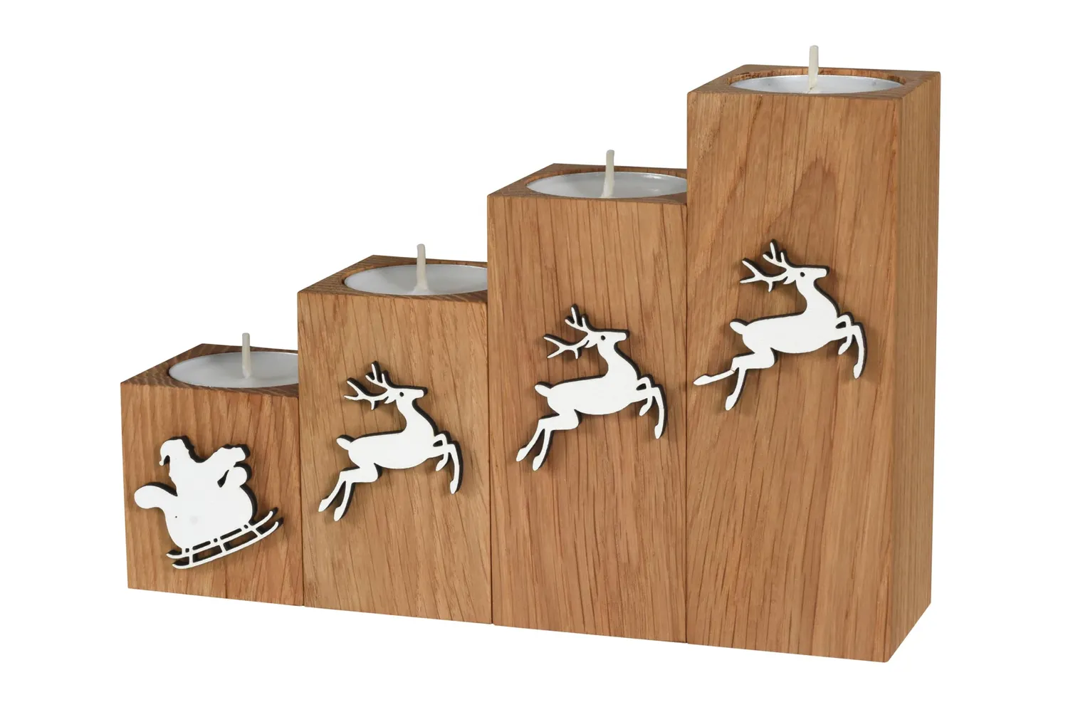 GoodFreshDecor Kerzenständer Holz 4er-Set Eiche geölt
