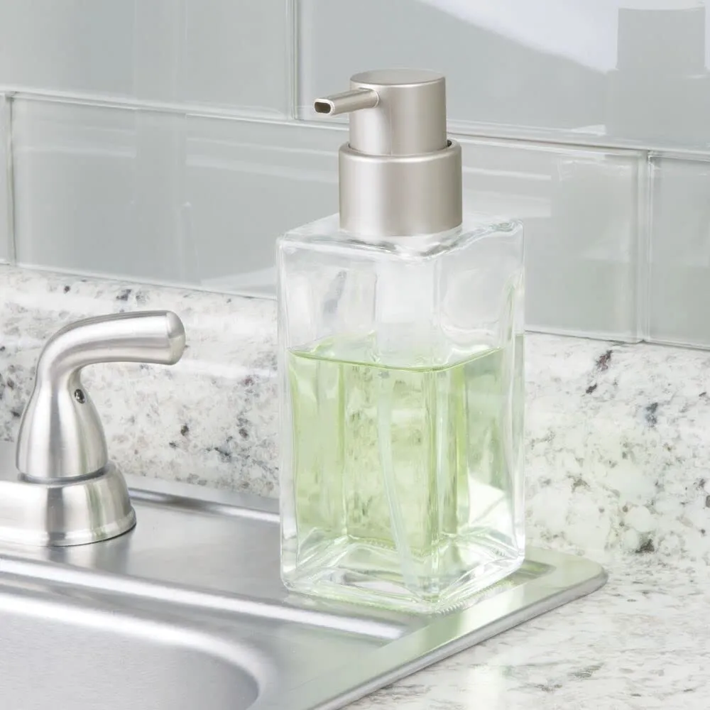 mDesign Seifenspender 2er-Set 414 ml Glas transparent