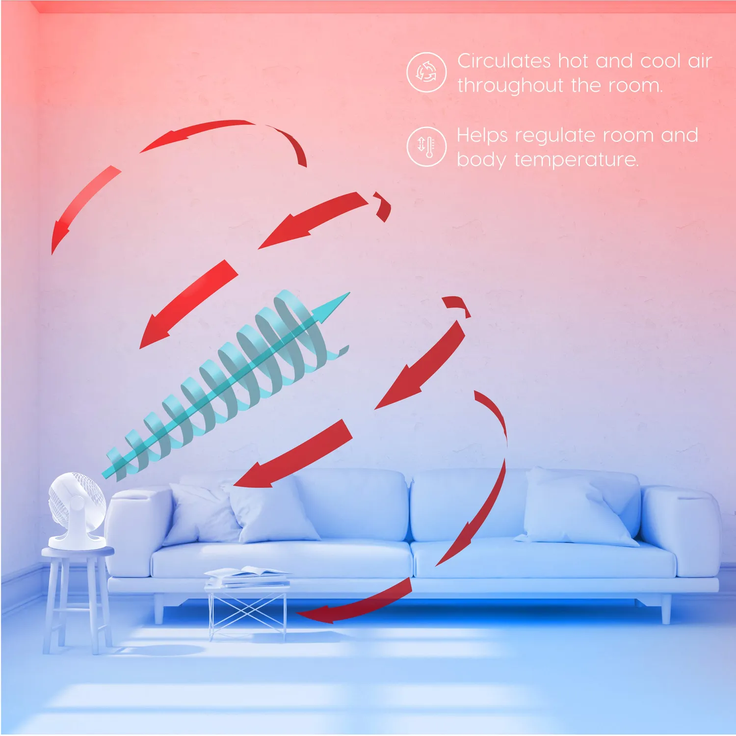 Woozoo PCF-HE18 Tischventilator weiß 23 m² kompakt
