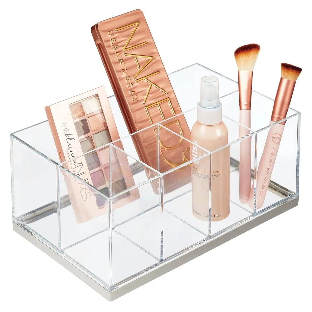 mDesign Make-up-Organizer 5 Fächer Roségold Transparent