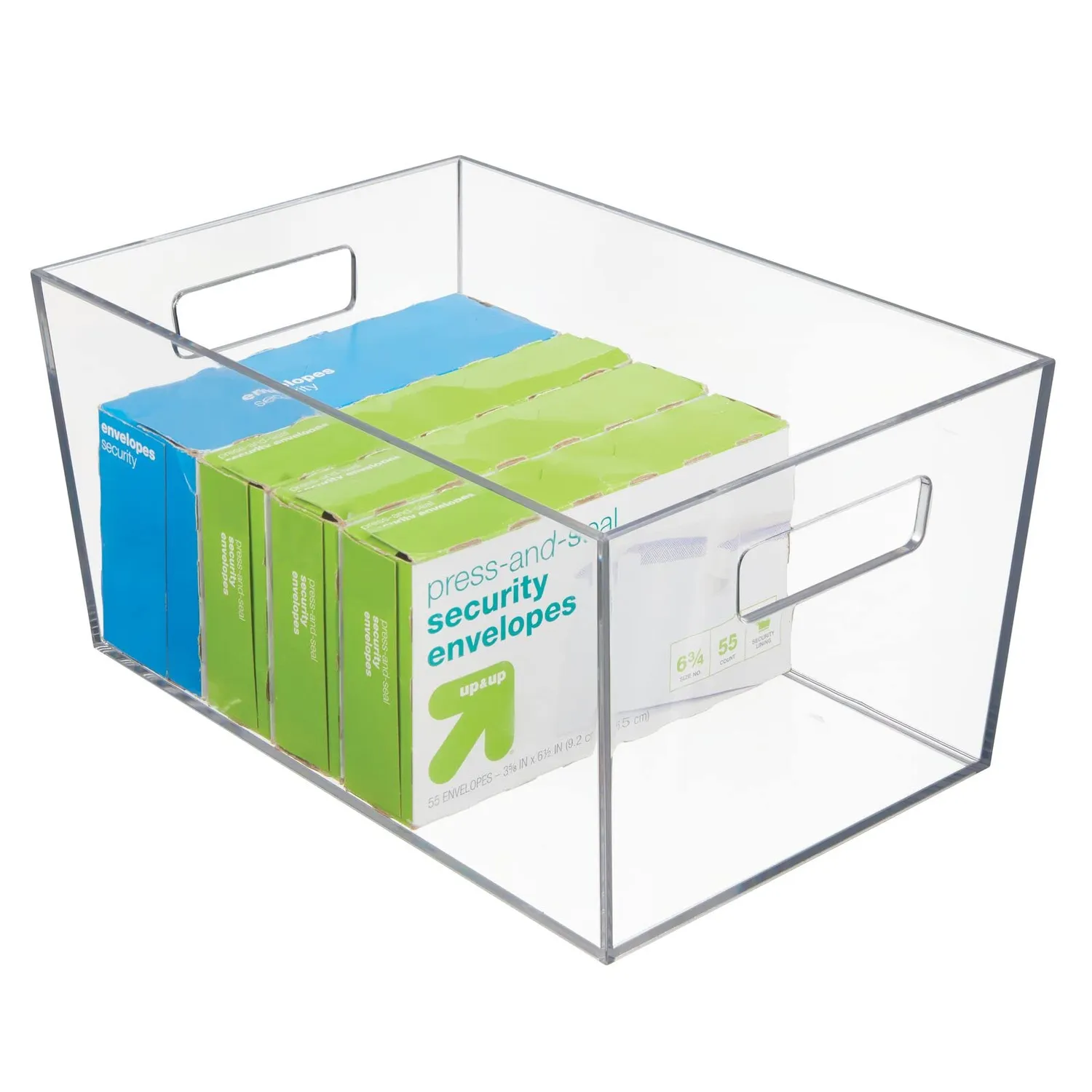 mDesign Sortierbox transparent 2er-Set mit Griffen lang