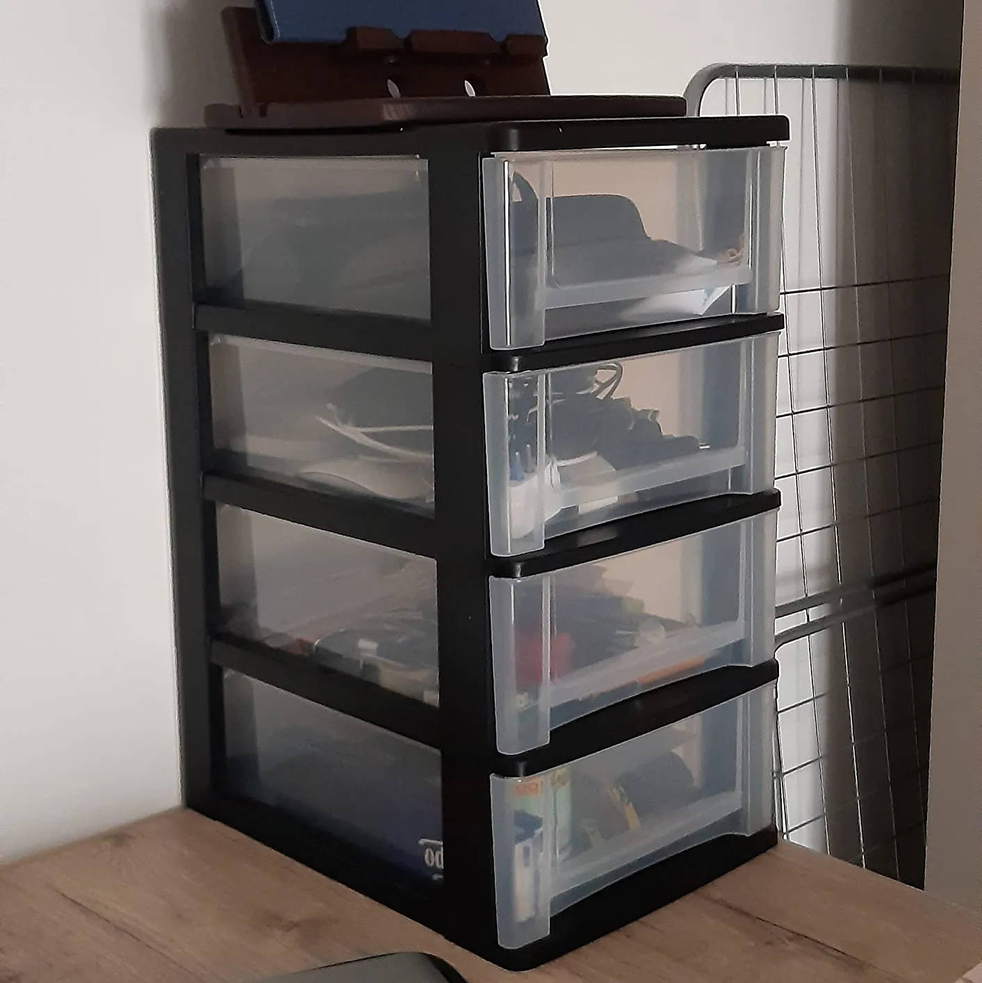 Iris Ohyama Organizer Chest DDOCH-2004 Schubladenbox Schwarz 4 Schubladen A4