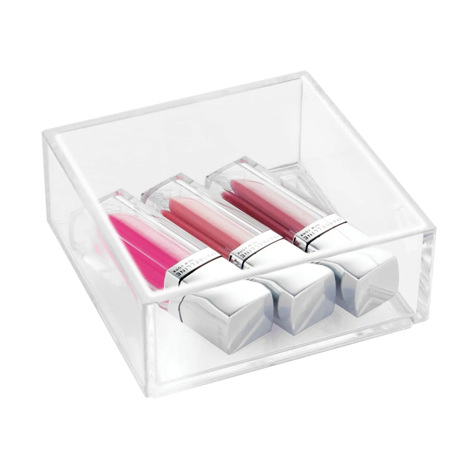 mDesign Kosmetikkorb Badablage 3er-Set durchsichtig 10,2 cm quadratisch