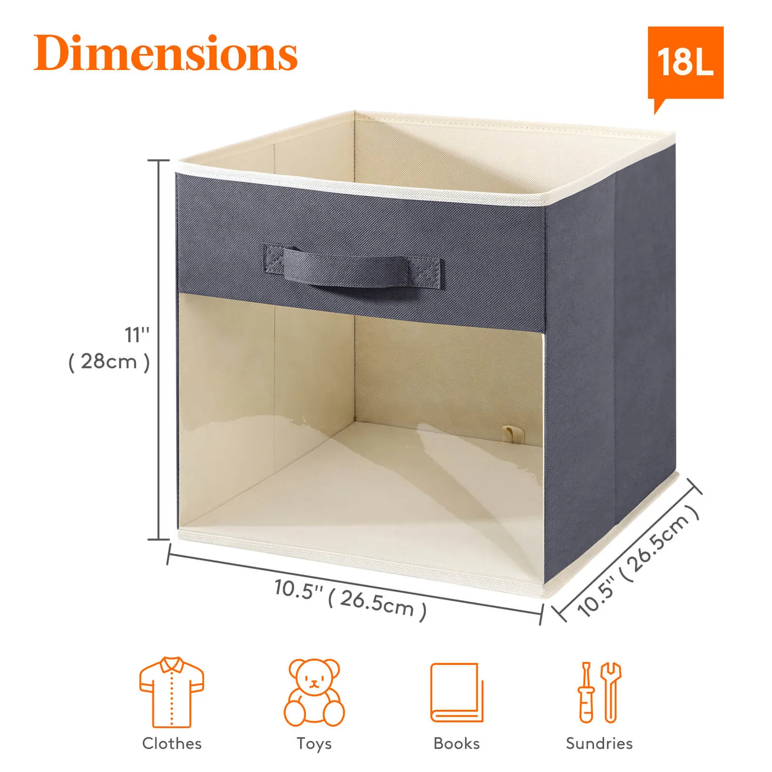 Lifewit Würfel Box Grau 6er Set Vlies Sichtfenster