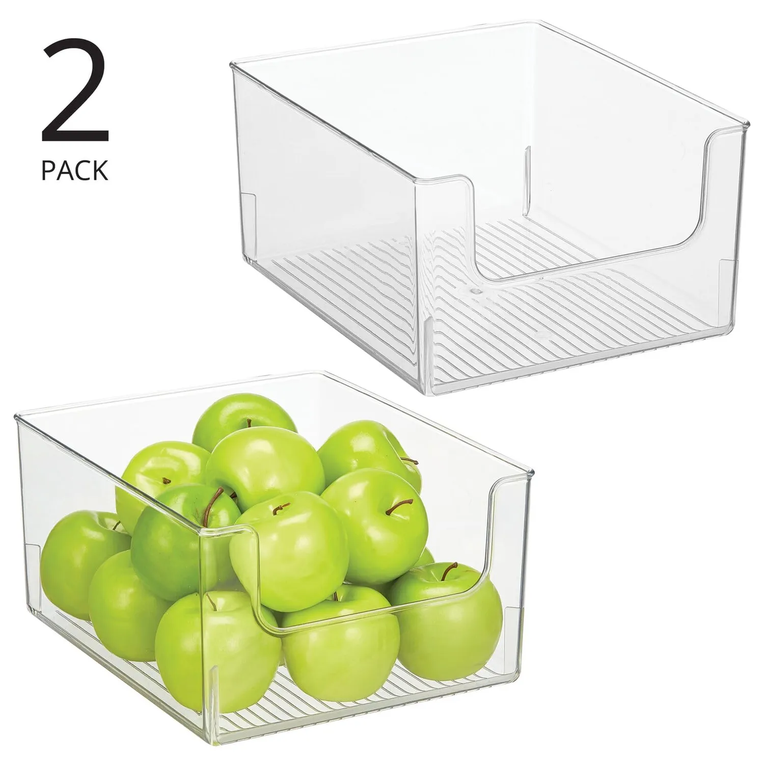 mDesign 19551MDKEU Kühlschrankbox 2er-Set transparent offen