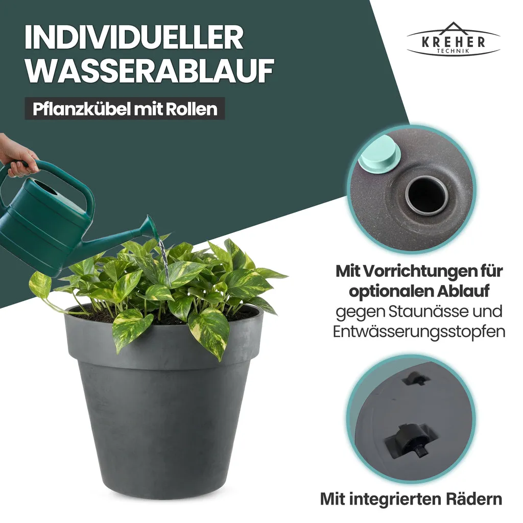 Kreher Like Pflanzkübel 90 Liter anthrazit 2er Pack rund