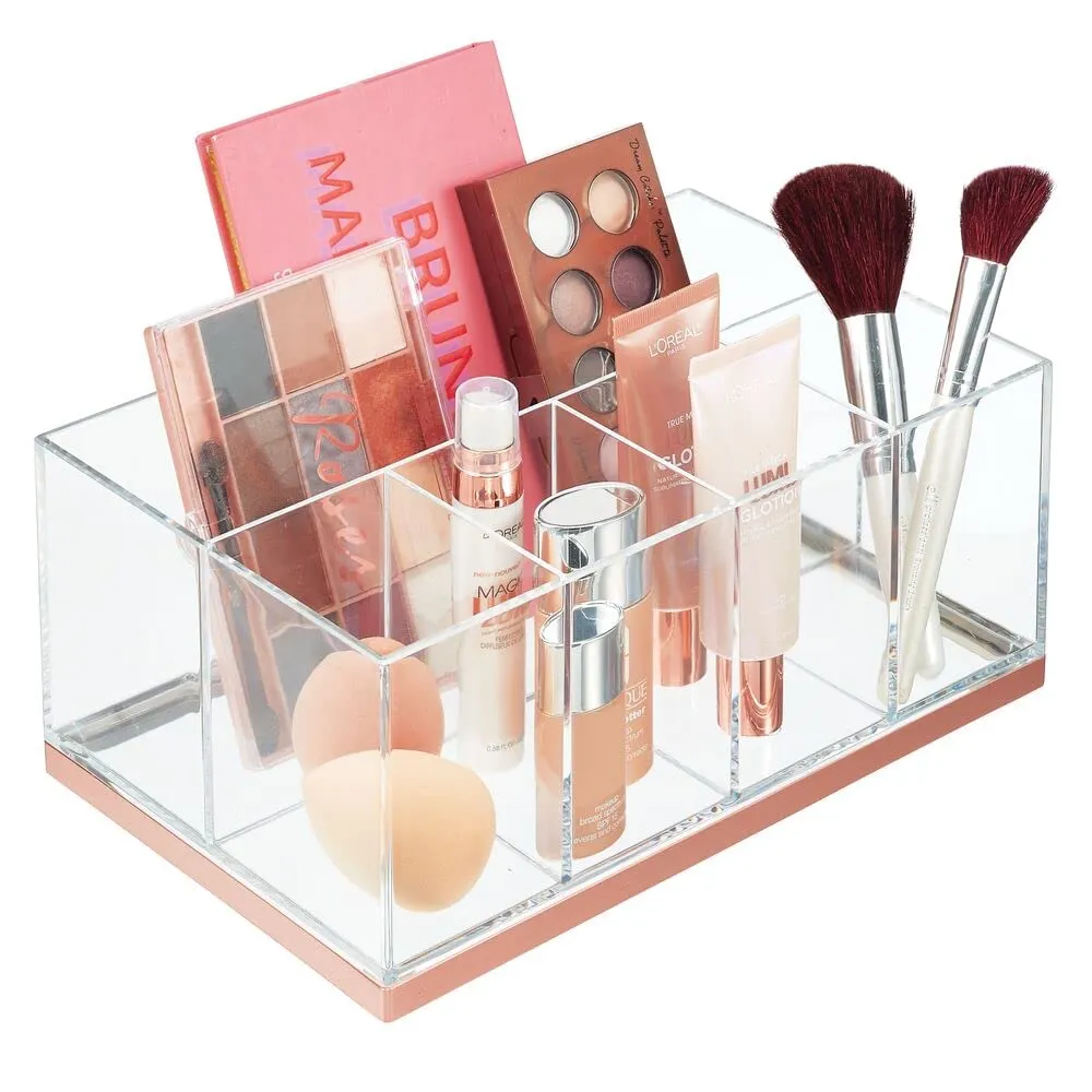 mDesign Make-up-Organizer 5 Fächer Roségold Transparent