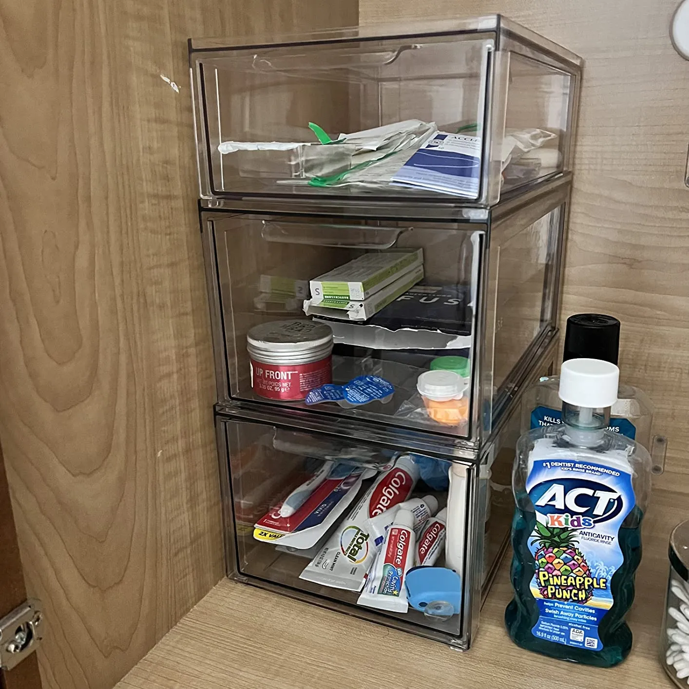 mDesign Schubladenbox 8 Fächer Küchen Organizer transparent