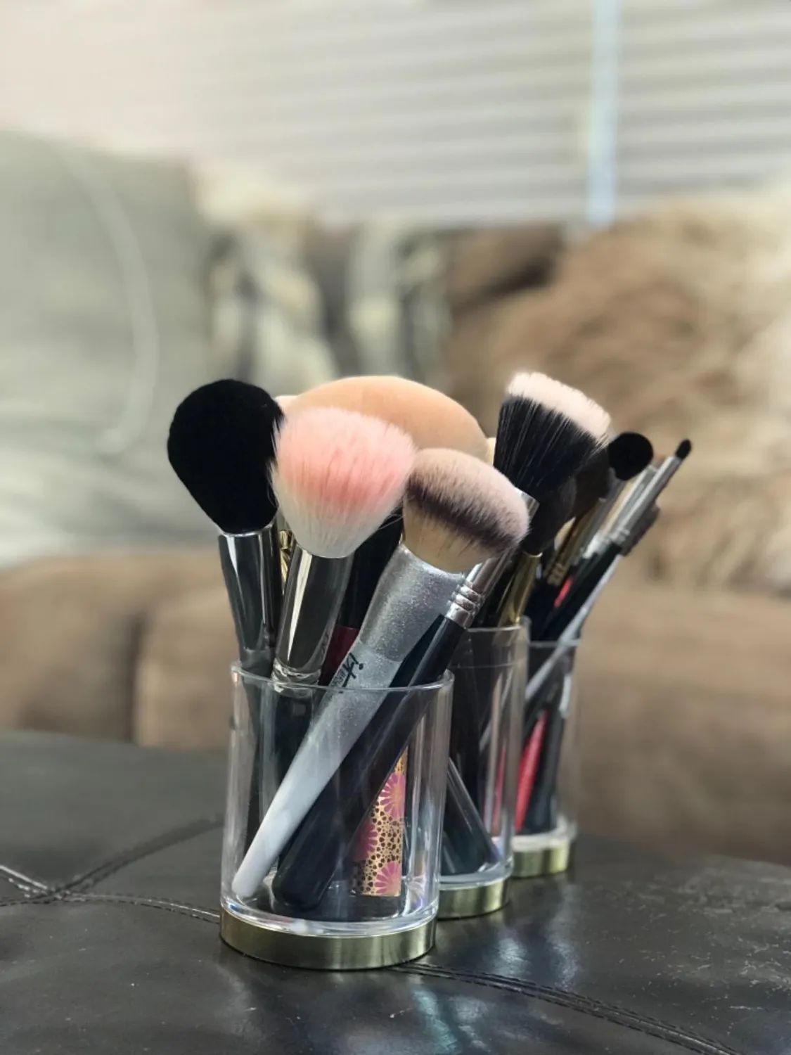 mDesign Make-up-Organizer Kunststoff 3 Fächer Hellgrau