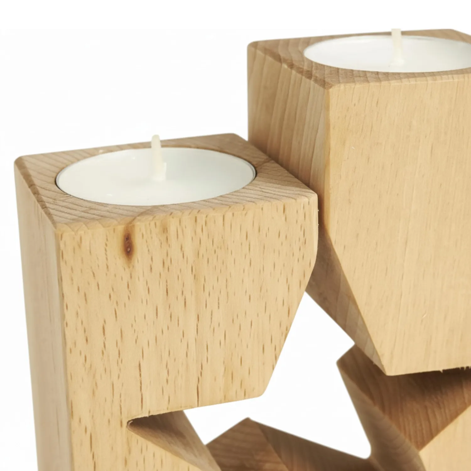 GoodFreshDecor Stern Kerzenständer Holz 2er Set mit Teelichtern