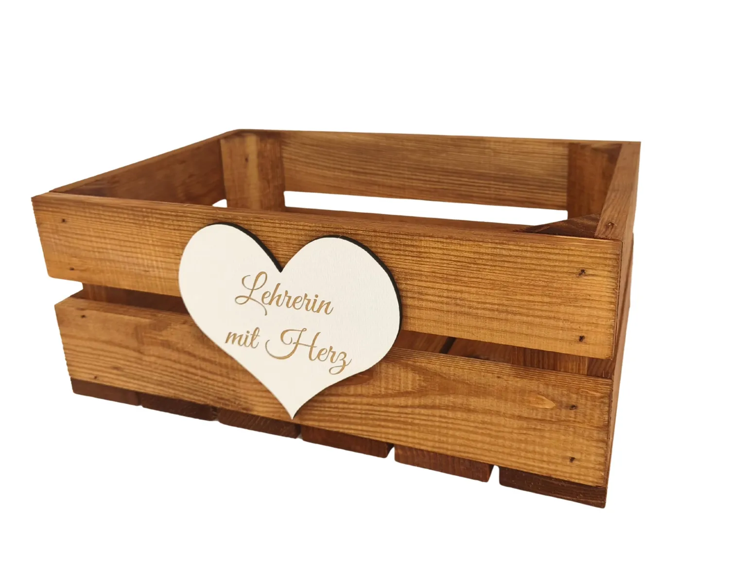 GoodFreshDecor Holzbox mit Deckel 30x20x12 cm Herz Gravur braun