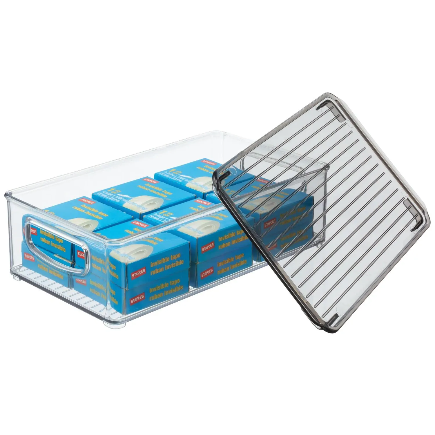 mDesign Bürobox Aufbewahrungsbox transparent 4er-Set